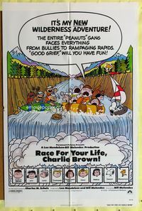 3z748 RACE FOR YOUR LIFE CHARLIE BROWN 1sheet '77 Charles M. Schulz, art of Snoopy & Peanuts gang!