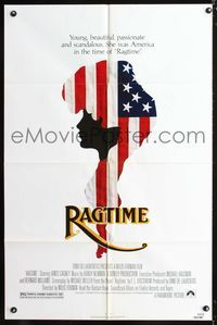 3z751 RAGTIME one-sheet movie poster '81 James Cagney, Milos Forman, cool patriotic silhouette art!