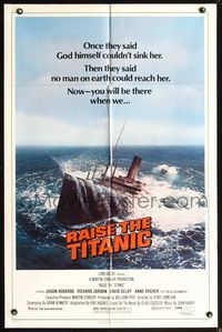 3z752 RAISE THE TITANIC one-sheet '80 cool image of ship being pulled from the depths of the ocean!