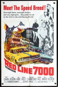 3z756 RED LINE 7000 one-sheet '65 Howard Hawks, James Caan, car racing, here comes the speed breed!