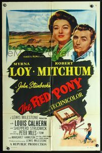 3z757 RED PONY style A one-sheet movie poster R56 Robert Mitchum, Myrna Loy, John Steinbeck