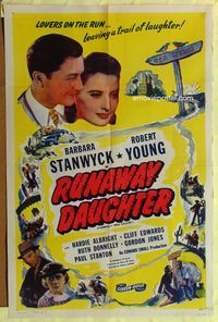 3z758 RED SALUTE one-sheet poster R48 Barbara Stanwyck, Robert Young, Runaway Daughter, cool art!