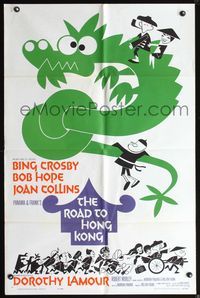 3z770 ROAD TO HONG KONG one-sheet poster '62 Bob Hope, Bing Crosby, Joan Collins, cool dragon art!