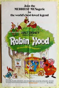 3z771 ROBIN HOOD one-sheet movie poster '73 Walt Disney cartoon, the way it REALLY happened!