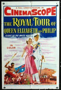 3z776 ROYAL TOUR OF QUEEN ELIZABETH & PHILIP 1sh '54 Flight of the White Heron, art of the Royals!