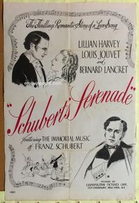 3z793 SCHUBERT'S SERENADE 1sheet '40 Lillian Harvey as woman who inspired many of his compositions!