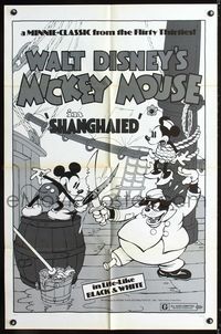 3z811 SHANGHAIED one-sheet poster R74 cool art of Mickey Mouse dueling Pegleg Pete w/swordfish!