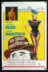 3z815 SHERIFF OF FRACTURED JAW one-sheet '59 sexy burlesque Jayne Mansfield, sheriff Kenneth More!
