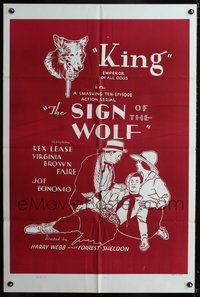 3z817 SIGN OF THE WOLF 1sheet R40s serial from Jack London's story, cool art of wolf w/gun in mouth!
