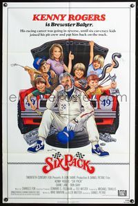 3z824 SIX PACK one-sheet poster '82 Kenny Rogers, Diane Lane, great car racing art!