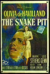3z831 SNAKE PIT one-sheet poster '49 great artwork of confused mental patient Olivia de Havilland!
