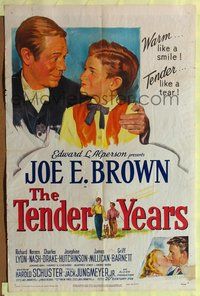 3z889 TENDER YEARS one-sheet poster '48 great stone litho of Joe E. Brown with arm around young boy!