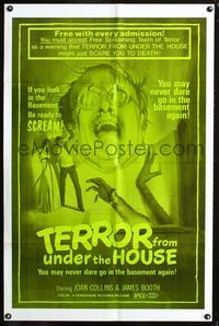3z892 TERROR FROM UNDER THE HOUSE one-sheet '71 if you look in the basement, be ready to SCREAM!