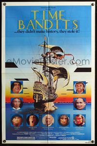 3z914 TIME BANDITS one-sheet '81 John Cleese, Sean Connery, wacky art by director Terry Gilliam!