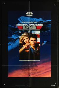 3z925 TOP GUN one-sheet poster '86 great image of Tom Cruise & Kelly McGillis, Navy fighter jets!