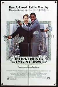 3z929 TRADING PLACES one-sheet '83 Dan Aykroyd & Eddie Murphy are getting rich & getting even!