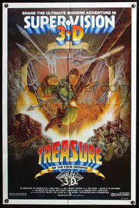 3z932 TREASURE OF THE FOUR CROWNS one-sheet '83 Italian 3-D, wild action artwork by Aron Kincaid!