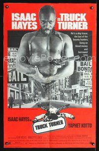3z934 TRUCK TURNER matte one-sheet movie poster '74 AIP, great image of shirtless Isaac Hayes w/gun!
