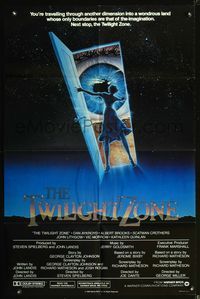 3z942 TWILIGHT ZONE int'l one-sheet '83 great art of girl unlocking the door to another dimension!