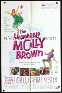 3z946 UNSINKABLE MOLLY BROWN one-sheet '64 Debbie Reynolds, get out of the way or hit in the heart!