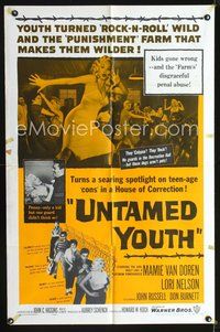 3z948 UNTAMED YOUTH one-sheet poster '57 art of sexy bad Mamie Van Doren in a house of correction!
