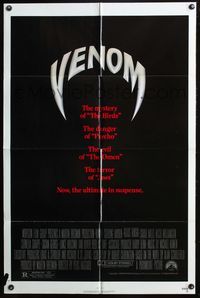 3z952 VENOM one-sheet movie poster '82 Klaus Kinski, poisonous snakes, cool title design!