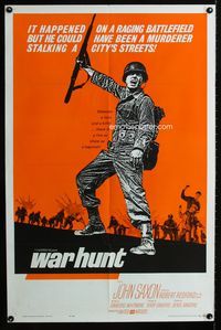 3z964 WAR HUNT 1sheet '62 Robert Redford in his first starring role, war does strange things to men!