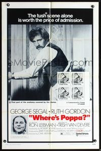 3z975 WHERE'S POPPA one-sheet poster '70 George Segal, Ruth Gordon, Ron Leibman, Trish Van Devere