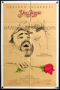 3z997 YES GIORGIO one-sheet poster '82 laughing Luciano Pavarotti, Kathryn Harrold, cool Crifo art!