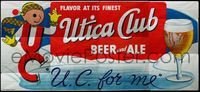 4a068 UTICA CLUB BEER & ALE billboard poster '60s Flavor At It's Finest, cool ice skating cartoon art!