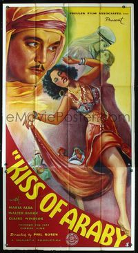 4a038 KISS OF ARABY 3sheet '33 great full-length stone litho of sexy dancing harem girl Maria Alba!