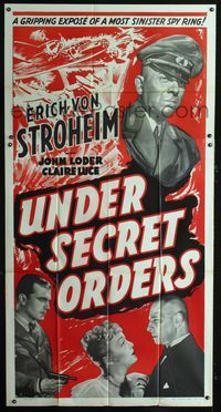 4a048 UNDER SECRET ORDERS 3sh '43 Erich von Stroheim, gripping expose of a most sinister spy ring!