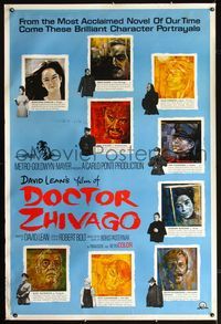 4a321 DOCTOR ZHIVAGO pre-Awards 40x60 '65 David Lean, cool different art portraits of 8 top stars!