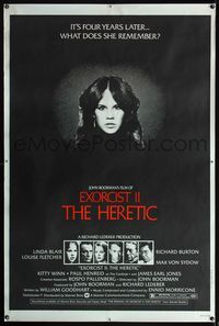 4a324 EXORCIST II: THE HERETIC 40x60 '77 Linda Blair, John Boorman's sequel to Friedkin's movie!