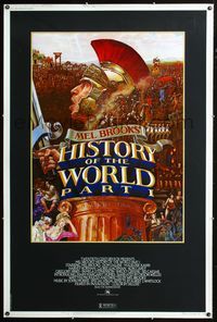 4a336 HISTORY OF THE WORLD PART I 40x60 poster '81 artwork of gladiator Mel Brooks by John Alvin!