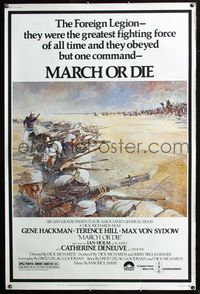 4a343 MARCH OR DIE 40x60 '76 cool art of Foreign Legion soldiers on the front line by Tom Jung!