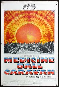 4a344 MEDICINE BALL CARAVAN 40x60 '71 rock 'n' roll, cool image of crowd of hippies & tie-dye!