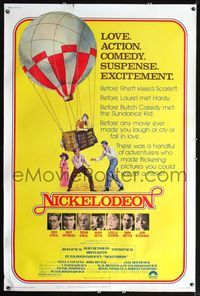 4a348 NICKELODEON 40x60 movie poster '76 art of Ryan O'Neal & Burt Reynolds by hot air balloon!