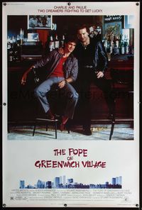 4a355 POPE OF GREENWICH VILLAGE 40x60 '84 great c/u of Eric Roberts & Mickey Rourke sitting at bar!
