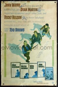 4a360 RIO BRAVO 40x60 poster '59 John Wayne, Ricky Nelson, Dean Martin, Walter Brennan, Howard Hawks