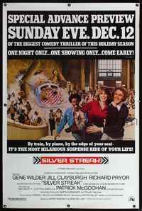 4a370 SILVER STREAK 40x60 poster '76 art of Gene Wilder, Richard Pryor & Jill Clayburgh by Gross!