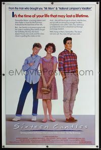 4a372 SIXTEEN CANDLES 40x60 '84 Molly Ringwald, Anthony Michael Hall, directed by John Hughes!