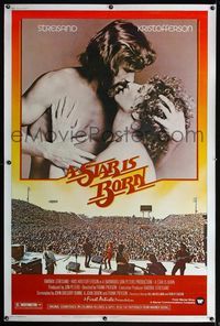 4a373 STAR IS BORN 40x60 '77 Kris Kristofferson, Barbra Streisand, rock 'n' roll concert image!