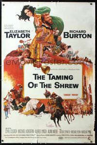 4a376 TAMING OF THE SHREW 40x60 poster '67 Howard Terpning art of Elizabeth Taylor & Richard Burton!