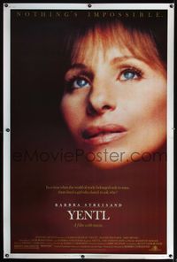 4a385 YENTL 40x60 movie poster '83 super huge close headshot image of Barbra Streisand!