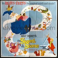 4a030 SWORD IN THE STONE six-sheet '64 Disney's cartoon story of King Arthur & Merlin, great image!