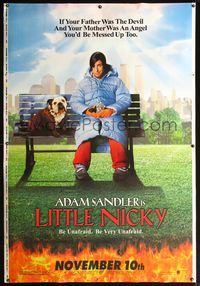 4a254 LITTLE NICKY printer's test DS bus stop '00 wacky image of demonic Adam Sandler & his dog!