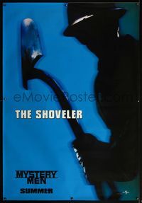 4a263 MYSTERY MEN DS bus stop poster '99 great silhouette image of William H. Macy as The Shoveller!