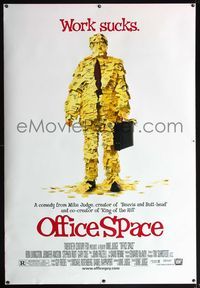 4a266 OFFICE SPACE DS bus stop poster '99 directed by Mike Judge, Stephen Root covered in post-its!