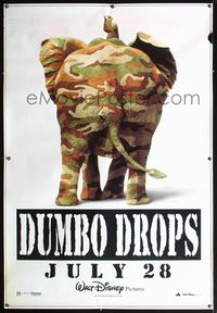 4a267 OPERATION DUMBO DROP bus stop movie poster '95 Disney, great image of camoflauge elephant!